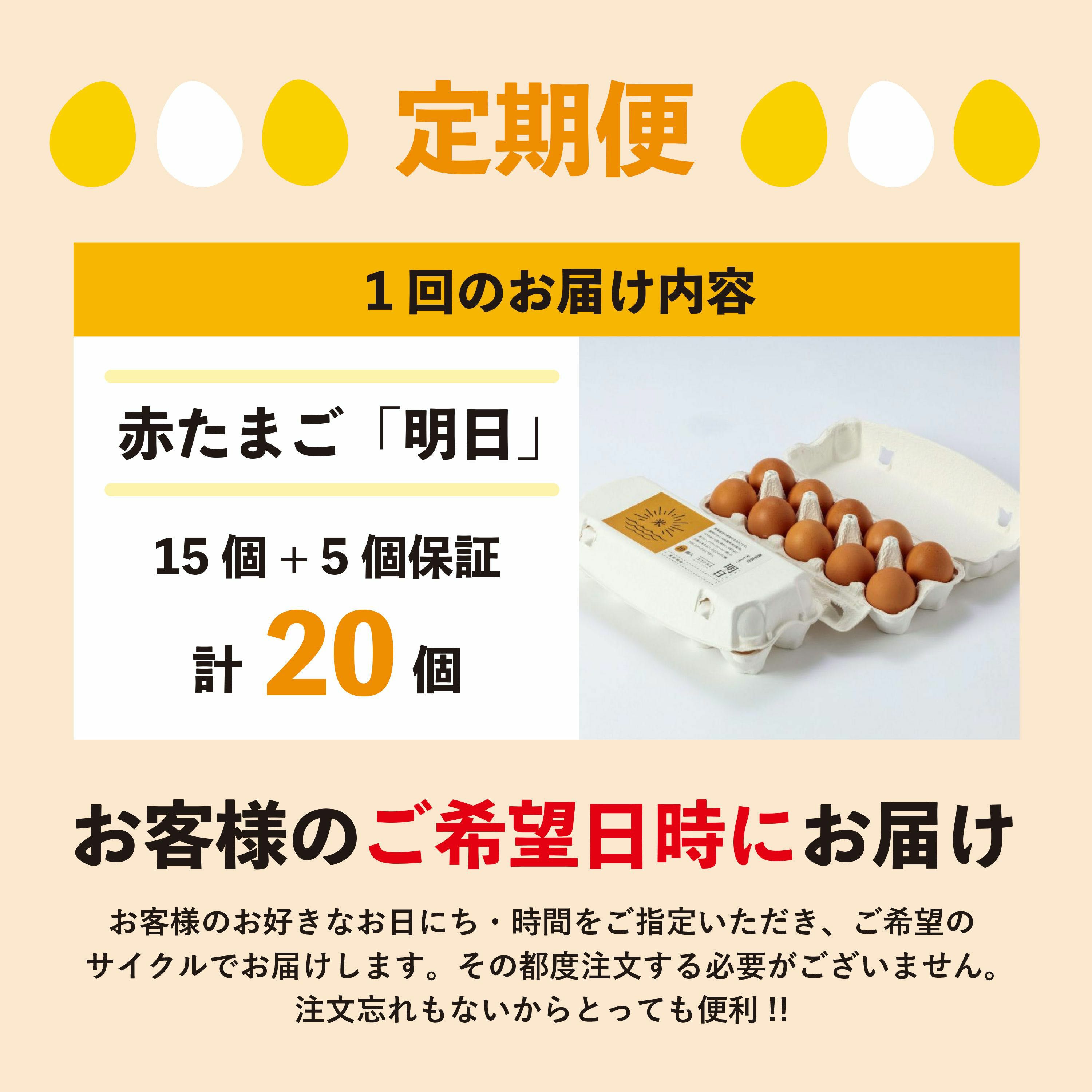 定期便】明日（赤たまご）15個+5個保証（計20個） | ココテラスの